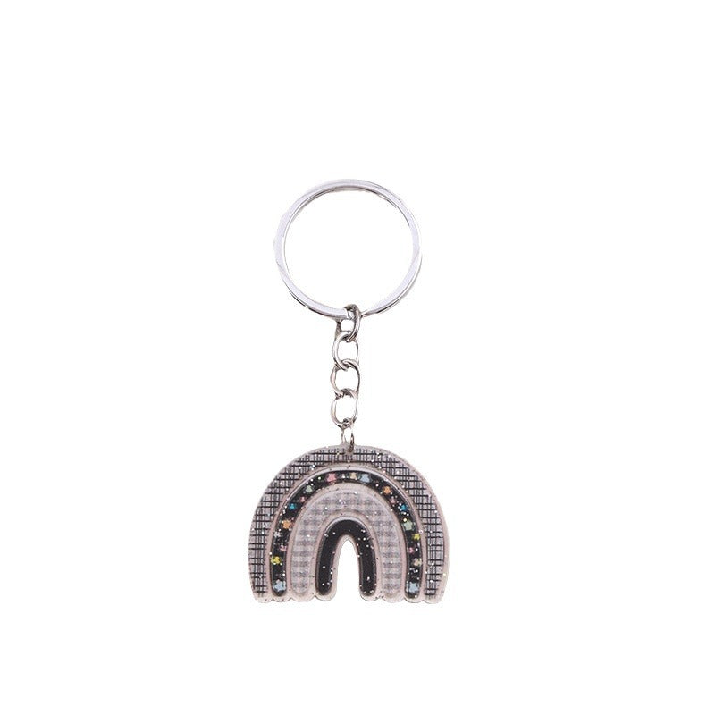 Wholesale Semi-circular Floral Rainbow Acrylic Keychains